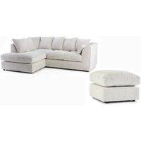 SNUG FURNITURE BIRMINGHAM LTD Jumbo Cord Left Hand Corner Sofa With FREE footstool in Cream