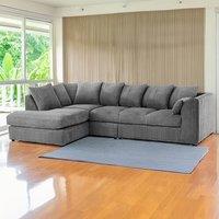 Furniture 786 Palmas Jumbo Cord Fabric 5 seater Left Hand Facing Corner Sofa in Grey