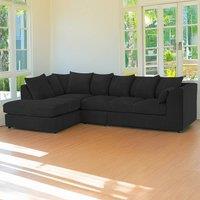 Furniture 786 Palmas Jumbo Cord Fabric 5 seater Left Hand Facing Corner Sofa in Black