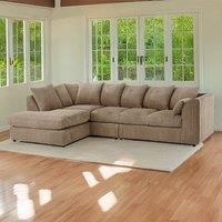 Furniture 786 Palmas Jumbo Cord Fabric 5 seater Left Hand Facing Corner Sofa in Camel