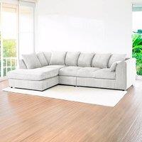 Furniture 786 Palmas Jumbo Cord Fabric 5 seater Left Hand Facing Corner Sofa in Ivory