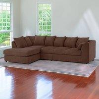Furniture 786 Palmas Jumbo Cord Fabric 5 seater Left Hand Facing Corner Sofa in Chocolate