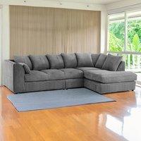 Furniture 786 Palmas Jumbo Cord Fabric 5 seater Right Hand Facing Corner Sofa in Grey