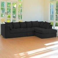Furniture 786 Palmas Jumbo Cord Fabric 5 seater Right Hand Facing Corner Sofa in Black