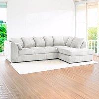 Furniture 786 Palmas Jumbo Cord Fabric 5 seater Right Hand Facing Corner Sofa in Ivory