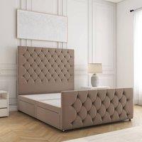 BSSPOKE Maya Velvet Divan Bed 54Headboard & Footboard 4Drawers & No Mattress in Bronze | Size: King