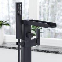 Nes Home Matte Black Laura Waterfall Freestanding Bath Shower Mixer Tap
