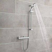 Nes Home Thermostatic Round Shower Mixer & Slider Rail Kit Chrome in Metallic Silver