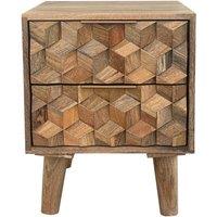 Jaipur Furniture Ltd Geometric 2 Drawer Bedside - Mango Wood - L40 x W40 x H50 cm - Mango Light Finish in Brown