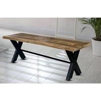 Jaipur Furniture Ltd Kerela Bench - Mango Wood/Iron - L44 x W180 x H45 cm - Mango PP Saw Finish in Brown