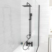 Nes Home Square Shower Waterfall Mixer Tap, Handset & Riser Rail Kit Matte Black