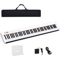 Costway Portable 88 Keys Digital Piano Electronic Keyboard with Full-Size Weighted Keys in White