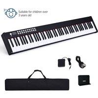 Costway Portable 88 Keys Digital Piano Electronic Keyboard with Full-Size Weighted Keys in Black
