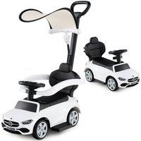 Gymax Ride on Sliding Toy Car With Adjustable Canopy & Engine Sound in White