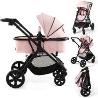 Gymax 2-in-1 Convertible Baby Stroller High Landscape Pushchair Carriage in Pink