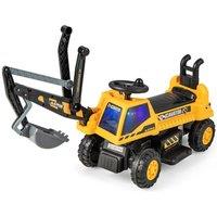Gymax Ride On Toy Excavator With Underneath Storage Early Education Toy in Yellow