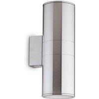 Netlighting Gun 2 Light Outdoor Large Up Down Wall Light Aluminium Putty IP54 E27 in Grey