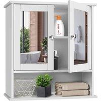 SPETLEK Double Door Mirrored Bathroom Cabinet Storage in White