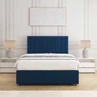 BSSPOKE Florence Divan Bed Plush Velvet 24 Headboard & Mattress No Drawers in Blue | Size: King