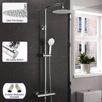 Nes Home Modern Round Exposed 2 Way Thermostatic Mixer Shower Set With Easy Fittings in Silver