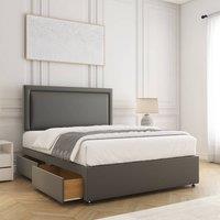 BSSPOKE Ella Velvet Divan Bed 24 Headboard 2Drawers Footend & Mattress in Grey | Size: Super King