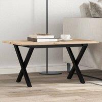 Berkfield Home Coffee Table X-Frame 80x50x40 cm Solid Wood Pine & Steel in Brown | Size: 80 x 50 x 40 cm
