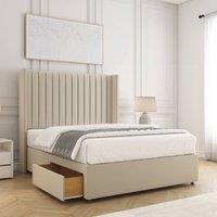 BSSPOKE Manhattan Divan Bed Plush 54Headboard 2Drawers Footend & No Mattress in Cream | Size: King