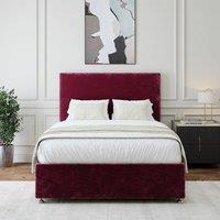 Bedmaster Chenille 4 Drawer Divan Base & Plain Headboard in Aubergine | Size: Super King