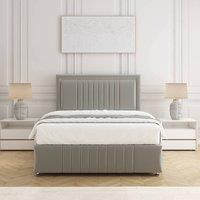 BSSPOKE Lily Divan Bed Plush Velvet 24 Headboard & Mattress No Drawers in Silver | Size: Double