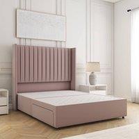 BSSPOKE Manhattan Divan Bed Plush Velvet 54 Headboard No Drawers No Mattress in Pink | Size: Small Double