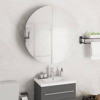 Berkfield Home Bathroom Cabinet with Round Mirror&LED Oak 54x54x17.5 cm in Brown