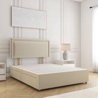 BSSPOKE Ella Plush Velvet Divan Bed 24Headboard 2Drawers Footend No Mattress in Cream | Size: Small Double