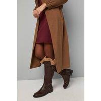 Good For the Sole Women's : Lucia Faux Leather Fur Trim Side Zip Flat Knee Boots in Brown | Size: 3