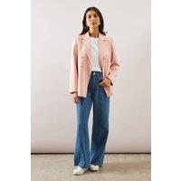 Wallis Women's Double Breasted Collared Blazer in Pink | Size: 16