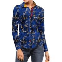 CLAUDIO LUGLI Women's Snaffle Tie Dye Print Shirt in Blue | Size: 12