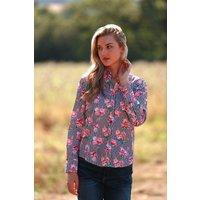 CLAUDIO LUGLI Women's Eternal Bloom Stripe Pink Peony Print Shirt | Size: 14