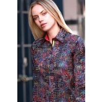 CLAUDIO LUGLI Women's Neon Croc Print Shirt in Brown | Size: 10