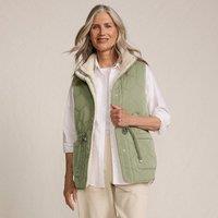 Lands' End Women's Reversible Quilted Sherpa Fleece Gilet in Natural | Size: 20