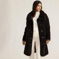 Lands' End Women's Long Faux Fur Coat in Brown | Size: 16-18