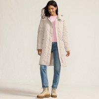 Lands' End Women's FeatherFree Diamond Quilted Hooded Coat in Natural | Size: 14-16