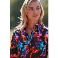 CLAUDIO LUGLI Women's Multicolour Smoke Print Shirt in Black | Size: 10