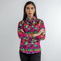 CLAUDIO LUGLI Women's Multicolour Leaves Shirt Print Shirt in Fuchsia | Size: 12