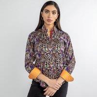 CLAUDIO LUGLI Women's Catwoman Leopard Print Shirt in Brown | Size: 14