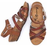 Moshulu Women's 'Zilla' Wedge Cork Footbed Sandals in Metallics | Size: 7