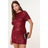 Blue Vanilla Women's Red Short Sleeve Slip On Round Neck Mini Dress | Size: Medium