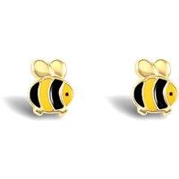 Jewelco London Women's 9ct Gold Enamel Bumble Bee Stud Earrings