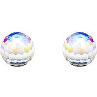 Jewelco London Women's 9ct Gold Rainbow Crystal AB Disco Ball Stud Earrings, 6mm