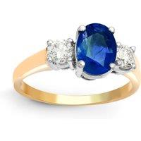 Jewelco London Women's 18ct Gold Diamond Blue Sapphire Trilogy Engagement Ring 8mm | Size: W