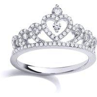 Jewelco London Women's Silver CZ Queen Crown Dress Ring | Size: K