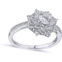 Jewelco London Women's Silver CZ Shoulder-set 3-tier Cluster Solitaire Dress Ring | Size: O